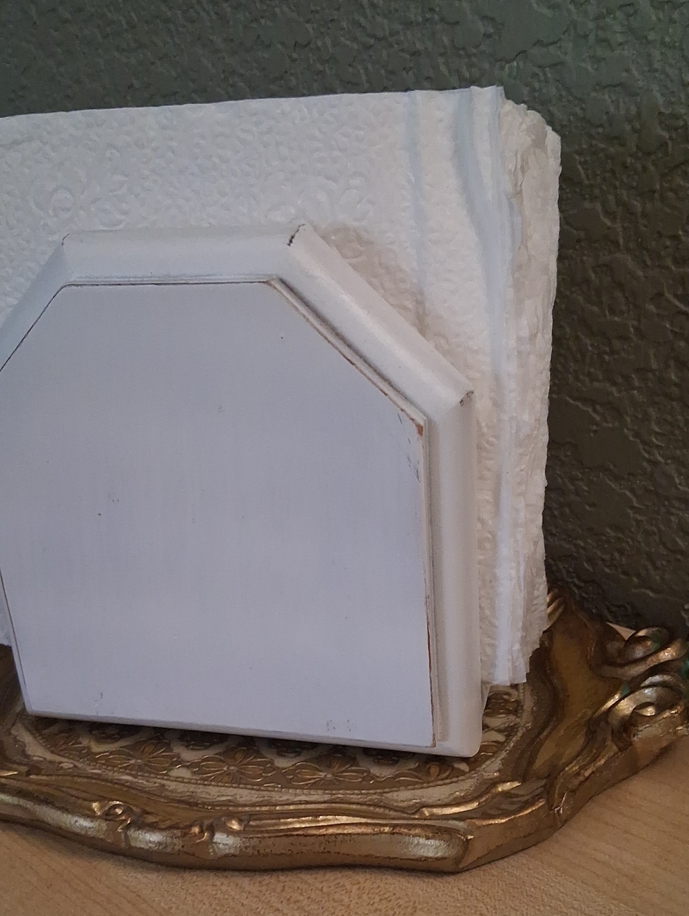 Vintage Farmhouse Wood Napkin Holder with Tray - Picture 5 of 7